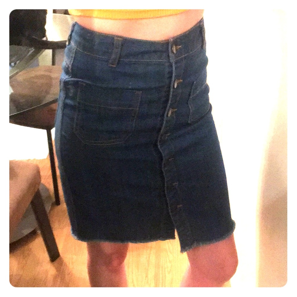 Button Front Jean Skirt